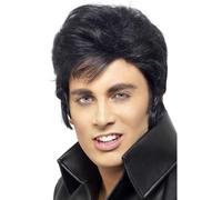 Elvis Wig Black Quiff Official Licensed Mens Superstar Fancy Dress Accessory