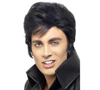 Elvis Wig Black Quiff Official Licensed Mens Superstar Fancy Dress Accessory