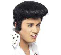 Elvis Wig Rock Star 50s Celebrity Black Wig Licensed Fancy Dress Accessory