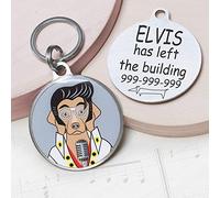 Elvisdog, Stainless Steel Pet ID Tag for Dogs - Elvis Presley in The Dogs World, Personalized Dog ID Tag (Small-Medium (Ø30mm))