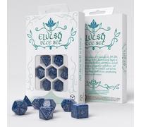 ELVISH COBALT & SILVER DICE SET HOBBY MAGIC ROLE PLAYING GAMES Q-WORKSHOP NEW