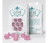 Elvish Shimmering Pink & White Dice Set by Q-Workshop, Dice Board Game