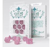 Elvish Shimmering Pink & White Dice Set by Q-Workshop, Dice Board Game