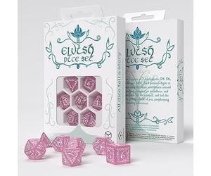 Elvish Shimmering Pink & White Dice Set by Q-Workshop, Dice Board Game
