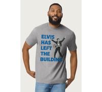 Elvisly Yours Men's Elvis Has Left The Building Celebration T-Shirt in Mid Grey | Size: Small Elvisly Yours Mid Grey S