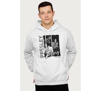 Elvisly Yours Retro Elvis The King Montage Hooded Sweatshirt in White | Size: Large Elvisly Yours White L