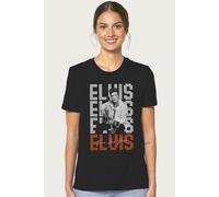 Elvisly Yours Women's Elvis Presley Classic Stage Light Text Relaxed Fit T-Shirt in Black | Size: Small Elvisly Yours Black S