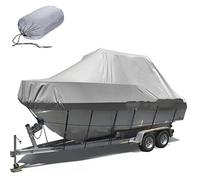 ELVONS 210d Center Console Boat Cover, Dust And Tear Resistance Heavy Duty Open Boat Cover Suitable For All Weather Outdoor Protection/11-13ft: 450cm*215cm,Grey