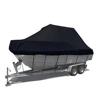 ELVONS Heavy Boat Cover, 210d Marine Grade Oxford Cloth Waterproof And Uv-Resistant Protect The Sides And Rear Of The Boat From The Uv Rays Large Boat Cover,Black,25~27FT