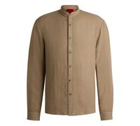 Elvory Slim-Fit Linen-Canvas Shirt - male - Hugo - Casual Shirts - Brown - S - Shirts S