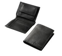 ELVOZA Men's RFID Blocking Leather Wallet | Genuine Cowhide Bifold with 6 Card Slots, Coin Pocket & 2 Bill Compartments | Slim Vertical Design (Black)