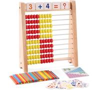 Elvozvets Wooden Abacus for Kids Math Learning Tool with Counting Sticks Numbers 1-100 Cards Math Counters Toys for 1st 2nd Grade Preschool Boys Girls Educational Early Math Learning Toy