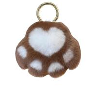 ELVRLA Super Cute Soft Plush Cat Paw keychain Fluffy Warm Comfortable Pink Kitty Hand Key Chain Ring Holder Bag Purse Pendant, Brown, S