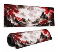 Elvynln Gaming Mouse Pad, Red Maple Landscape, 900 x 400 x 3 mm | Schreibtischunterlage, rutschfest, Lycra-Gewebe, Doppelnaht