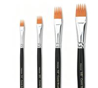 Elvyyn 4PCS Paint Brushes Set for Oil, Acrylic & Watercolour, Short Handle | Includes detail, fan, comb and texture brushes for artists, crafts and creative projects