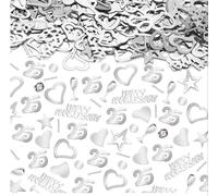 Elvyyn Silver Wedding Anniversary Decorations Kit: Gifts for 25th Anniversary with Shining Silver Confetti, Wedding Table Confetti, and Decor for Celebrating 25 Years