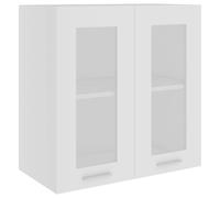 elwood 60cm wall hung wooden storage cabinet with 2 glass doors - white