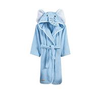 ELY PARKER Kids Bathrobe Boys, Turkish Cotton Terry Towelling, Dressing Gown, Hooded, Animal, Baby, Toddler, Children Newborn, Bath Robes Beach Pool, Elephant, Blue, Girls (13-14 Years)