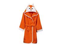 ELY PARKER Kids Bathrobe Boys, Turkish Cotton Terry Towelling, Dressing Gown, Hooded, Animal, Baby, Toddler, Children Newborn, Bath Robes Beach Pool, Fox, Orange, Girls (11-12 Years)