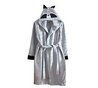 ELY PARKER Kids Bathrobe Boys, Turkish Cotton Terry Towelling, Dressing Gown, Hooded, Animal, Baby, Toddler, Children Newborn, Bath Robes Beach Pool, Raccoon, Grey, Boys (11-12 Years)
