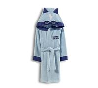 ELY PARKER Kids Bathrobe Boys, Turkish Cotton Terry Towelling, Dressing Gown, Hooded, Superhero, Baby, Toddler, Children Newborn, Bath Robes Beach Pool, Superhero, Blue, Boys (3-4 Years)