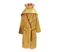 ELY PARKER Kids Bathrobe Girls, Turkish Cotton Terry Towelling, Dressing Gown, Hooded, Animal, Baby, Toddler, Children Newborn, Bath Robes Beach Pool, Dog, Brown, Boys, Giraffe, Mustard (7-8 Years)