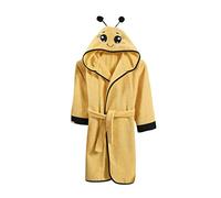 ELY PARKER Kids Bathrobe Girls, Turkish Cotton Terry Towelling, Dressing Gown, Hooded, Animal, Baby, Toddler, Children Newborn, Bath Robes Beach Pool, Dog, Brown, Boys, Bee, Yellow, Black (3-4 Years)