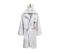 ELY PARKER Kids Bathrobe Girls, Turkish Cotton Terry Towelling, Dressing Gown, Hooded, Animal, Baby, Toddler, Children Newborn, Bath Robes Beach Pool, Dog, Brown, Boys, Unicorn, White (11-12 Years)