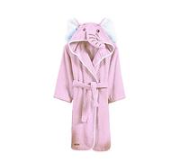 ELY PARKER Kids Bathrobe Girls, Turkish Cotton Terry Towelling, Dressing Gown, Hooded, Animal, Baby, Toddler, Children Newborn, Bath Robes Beach Pool, Dog, Brown, Boys, Elephant, Pink (1-2 Years)