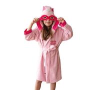 ELY PARKER Kids Bathrobe Girls, Turkish Cotton Terry Towelling, Dressing Gown, Hooded, Baby, Toddler, Children Newborn, Bath Robes Beach Pool, Dog, Brown, Boys, Superhero Supergirl (11-12 Years)