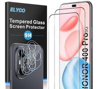 ELYCO Protective Film Compatible with Honor 400 Pro, 2 Pieces Protective Glass & 2 Pieces Camera Protection, 9H Hardness Anti-scratch, HD Clear Screen Protector