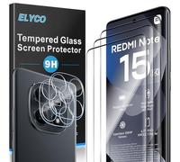 ELYCO Protective Film Compatible with Xiaomi Redmi Note 15 5G, 3 Pieces Protective Glass & 2 Pieces Camera Protection, 9H Hardness Anti-scratch, HD Clear Screen Protector