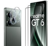 ELYCO Screen Protector Compatible with Realme GT 6 / GT 6T 5G for Tempered Glass, Pack of 2 3D Protective Glass & 2 Camera Protection, 9H Hardness, Anti-Scratch, Bubble-Free, HD Clear Camera