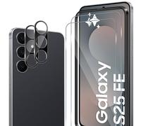 ELYCO Screen Protector Compatible with Samsung Galaxy S25 FE, 2 Pieces Tempered Glass + 2 Pieces Camera Film, 9H Hardness Anti-Scratch/Anti-Oil No Bubbles Screen Protector