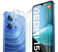 ELYCO Screen Protector Compatible with Xiaomi Redmi 15C 4G/5G, 2 Pieces Tempered Glass + 3 Pieces Camera Film, 9H Hardness Anti-Scratch/Anti-Oil No Bubbles Screen Film