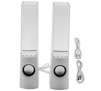Elydiva 2PCS LED Light Speakers Dancing Water Music Fountain Light for PC Laptop for Phone Portable Desk Stereo Speaker White