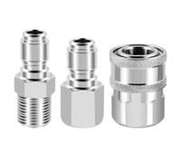 Elydiva NPT 3/8 Inch Male and Female Quick Connector Kit Pressure Washer Adapter Set and 1 Pieces NPT 3/8 Inch Pressure Washers Quick Connector Plug Male Nipple