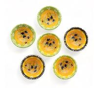 Elyese Ceramic Small Bowls, Dipping Bowls Set of 6, 3.5 Oz Soy Sauce Dish, Handmade Charcuterie Bowls, Colorful Pinch Bowls, Dishwasher & Microwave Safe Sauce Bowls, 3.2'' Mini Bowls (OLIVE BRANCH)