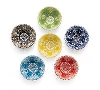 Elyese Ceramic Small Bowls, Dipping Bowls Set of 6, 3.5 Oz Soy Sauce Dish, Handmade Charcuterie Bowls, Colorful Pinch Bowls, Dishwasher & Microwave Safe Sauce Bowls, 3.2'' Mini Bowls (DAISY MEDLEY)