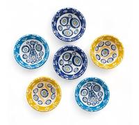 Elyese Ceramic Small Dipping Bowls Set of 6, 3.5 Oz, Handmade, Stackable, Microwave & Dishwasher Safe, 3.2'' Mini Bowls (NAZAR CHARM)
