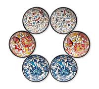 Elyese Handmade Ceramic Dipping Bowls - Set of 6, 2.5 Oz Small Sauce Dishes, Colorful Pinch Bowls, Charcuterie Serving Bowls, Microwave & Dishwasher Safe (IZNIK CARNATION)