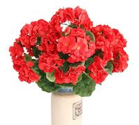 Elyjhyy Artificial Flowers Geranium Bush Begonia Silk Flowers for Outdoor Indoor Artificial Plant Flowers for Patio Lawn Garden Decor (4PCS Red)