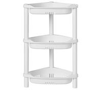 ELYKEN 3 Tier Shower Caddy Organizer Shelf Corner, 14.4 x 11.2 x 22.4 Inches, Rustproof, Plastic Shower Rack Stands for Inside Bathroom, Bathtub, Shower pan, White