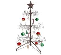 ELYKEN Christmas Ornament Display Stand Tree,112 Hanger Hooks for Baubles and Holiday Decorations,3 FT Iron Freestanding Rack with Stable Base, Easy Assembly, Brown