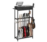 ELYKEN Guitar Stand, Guitar Rack with 2 Hangers and Storage Drawers for Guitar Accessories, Multiple Guitar Holder for Acoustic Electric Guitar, Bass, Ukulele, Instrument, Music Studio, Black