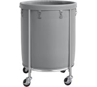 ELYKEN Laundry Basket with Wheels, 170L Rolling Laundry Hamper with Removable Bag and Steel Frame, Round Laundry Cart with 4 Casters and 2 Brakes, Ideal for Bedroom, Bathroom, Grey