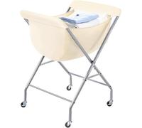 ELYKEN Laundry Cart with Wheels, 83.8cm H Easy Rolling Laundry Hamper with 118L Removable Liner Bag, Sturdy Metal Frame Clothes Basket with 4 Casters and 2 Brakes, Greamy