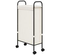 ELYKEN Slim Laundry Hamper with Lid, 50L Small Rolling Laundry Basket on Wheels, 7.9” Narrow Dirty Cloth Cart with Removable Inner Bag for Small Bathroom, Bedroom, Creamy