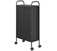 ELYKEN Slim Laundry Hamper with Lid, 50L Small Rolling Laundry Basket on Wheels, 7.9” Narrow Dirty Cloth Cart with Removable Inner Bag for Small Bathroom, Bedroom, Black