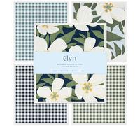 ELYN Swedish Dishcloths, Reusable & Washable Sponge Cloths, Absorbent Cleaning Paper Towels for Kitchen, Dishes, Counters and More, 5 Pack, Assorted Magnolia & Gingham Patterns